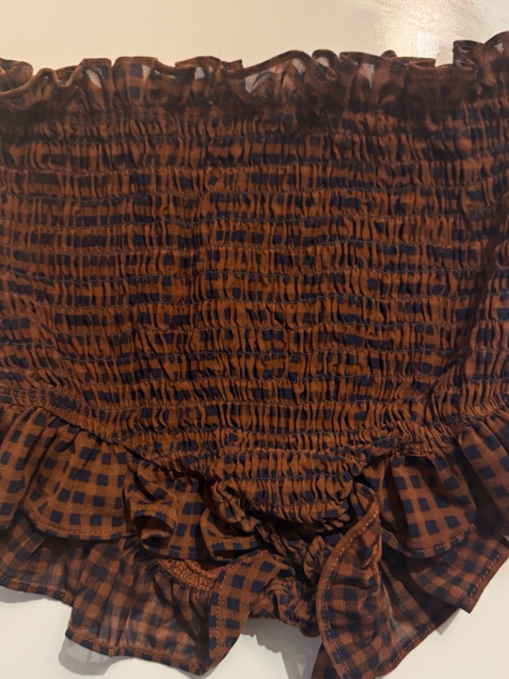 Free People Intimately Smocked Mesh Top & Shorts Set Gingham XS - Picture 6 of 9